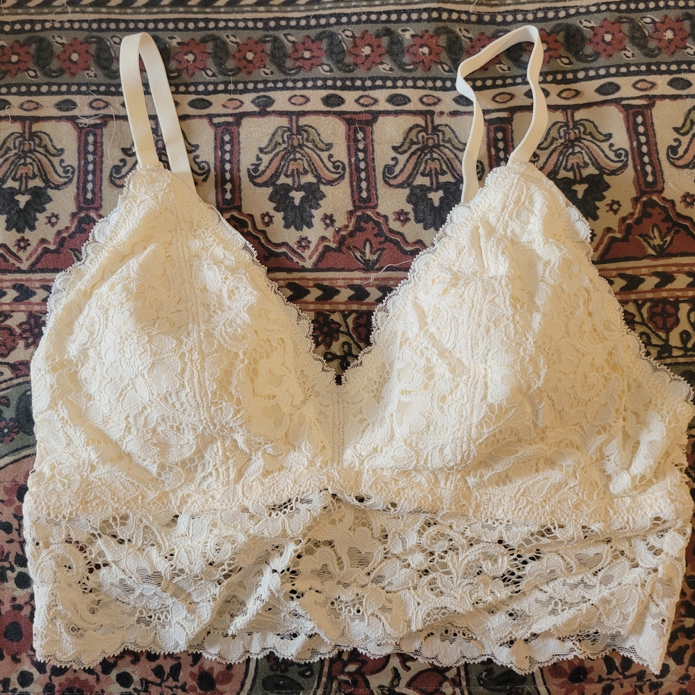 Cream Lace Nursing Triangle Bra with Adjustable Straps